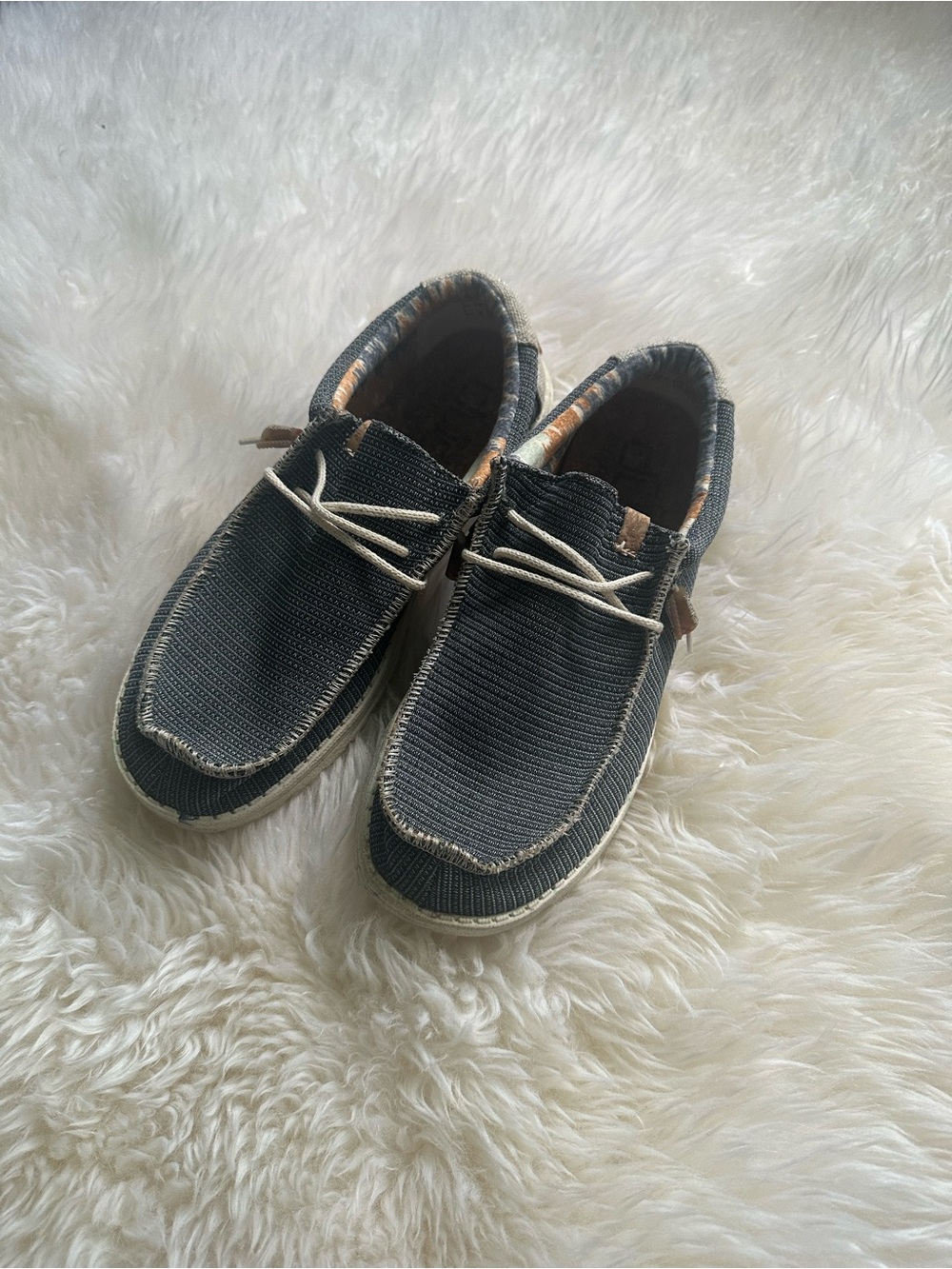 Hey Dude Wally Eco Sox Aegean Canvas Moccasin Slip On Shoe Mens